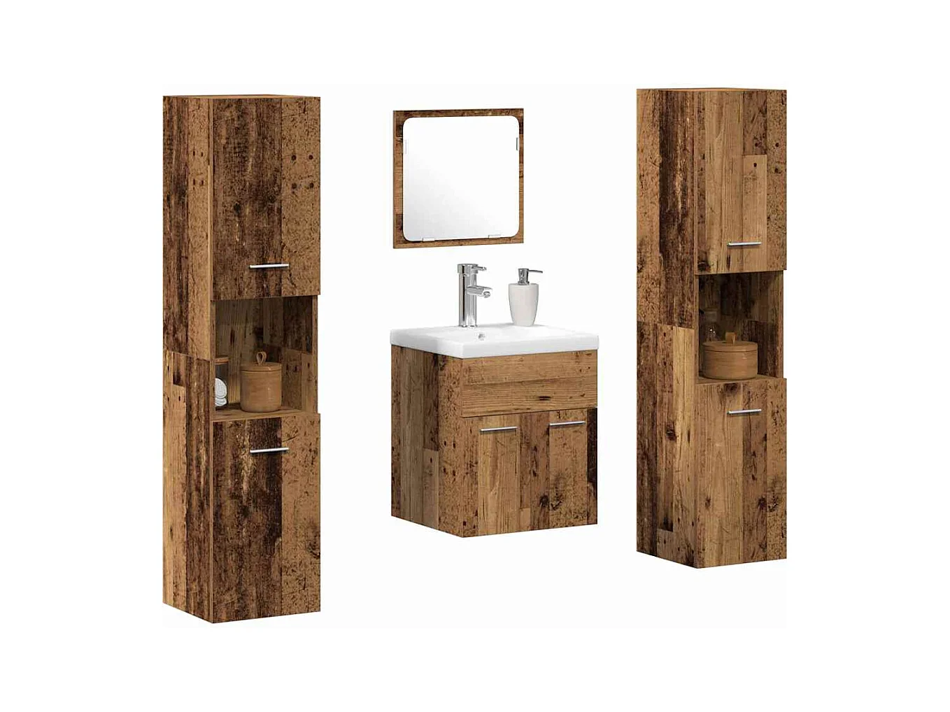 Ensemble de meubles de salle de bain 4 pcs Bois Ancien