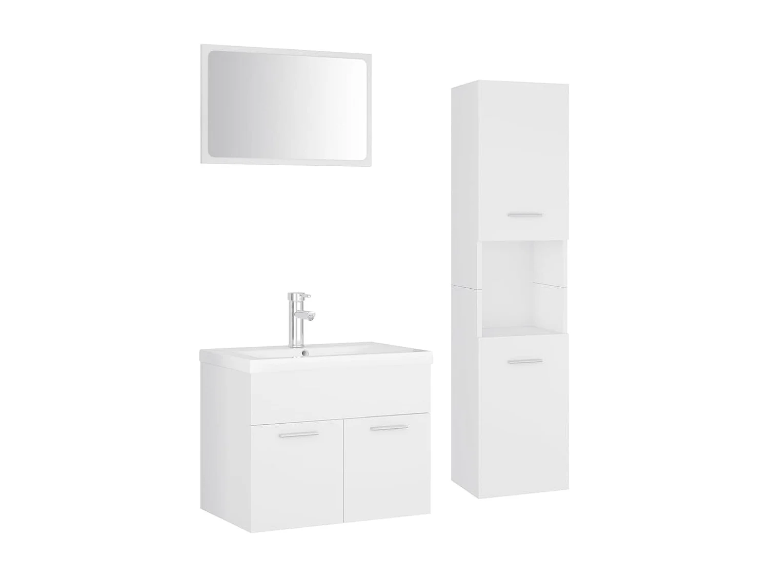 Set di mobili da bagno in truciolato bianco
