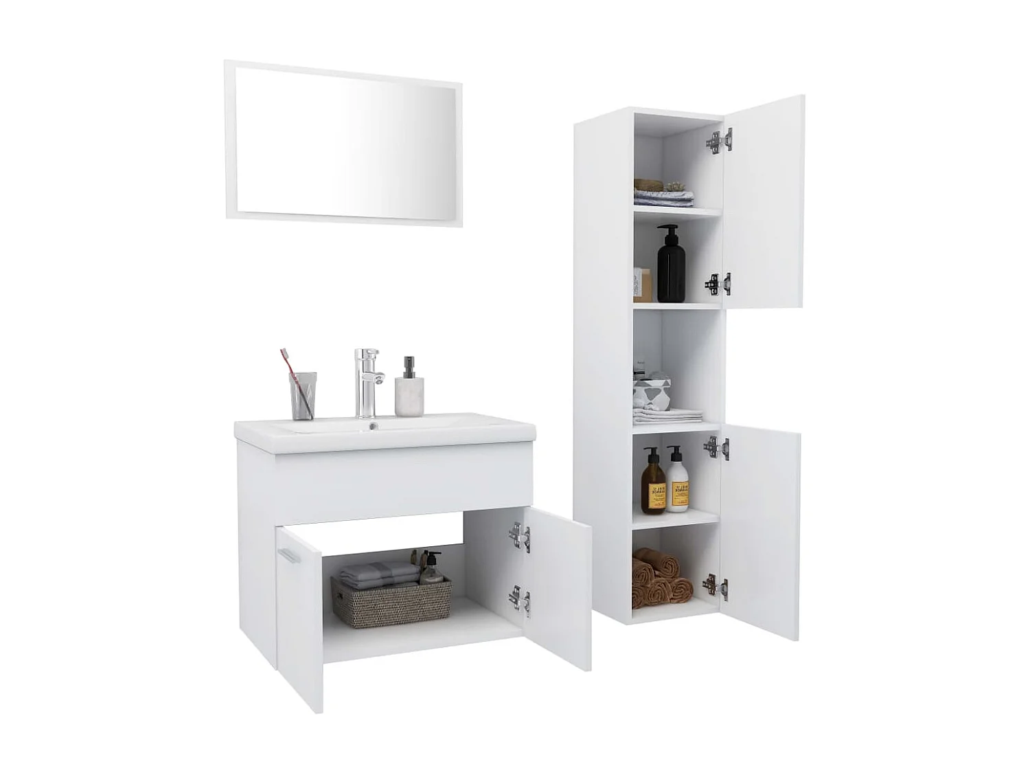 Set di mobili da bagno in truciolato bianco