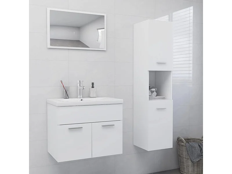 Set di mobili da bagno in truciolato bianco