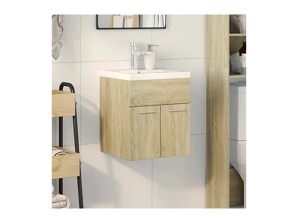 Ensemble de meubles de salle de bain 2 pcs chêne sonoma