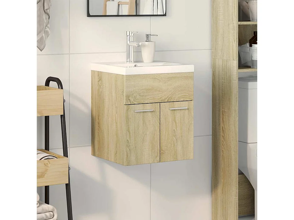 Ensemble de meubles de salle de bain 2 pcs chêne sonoma