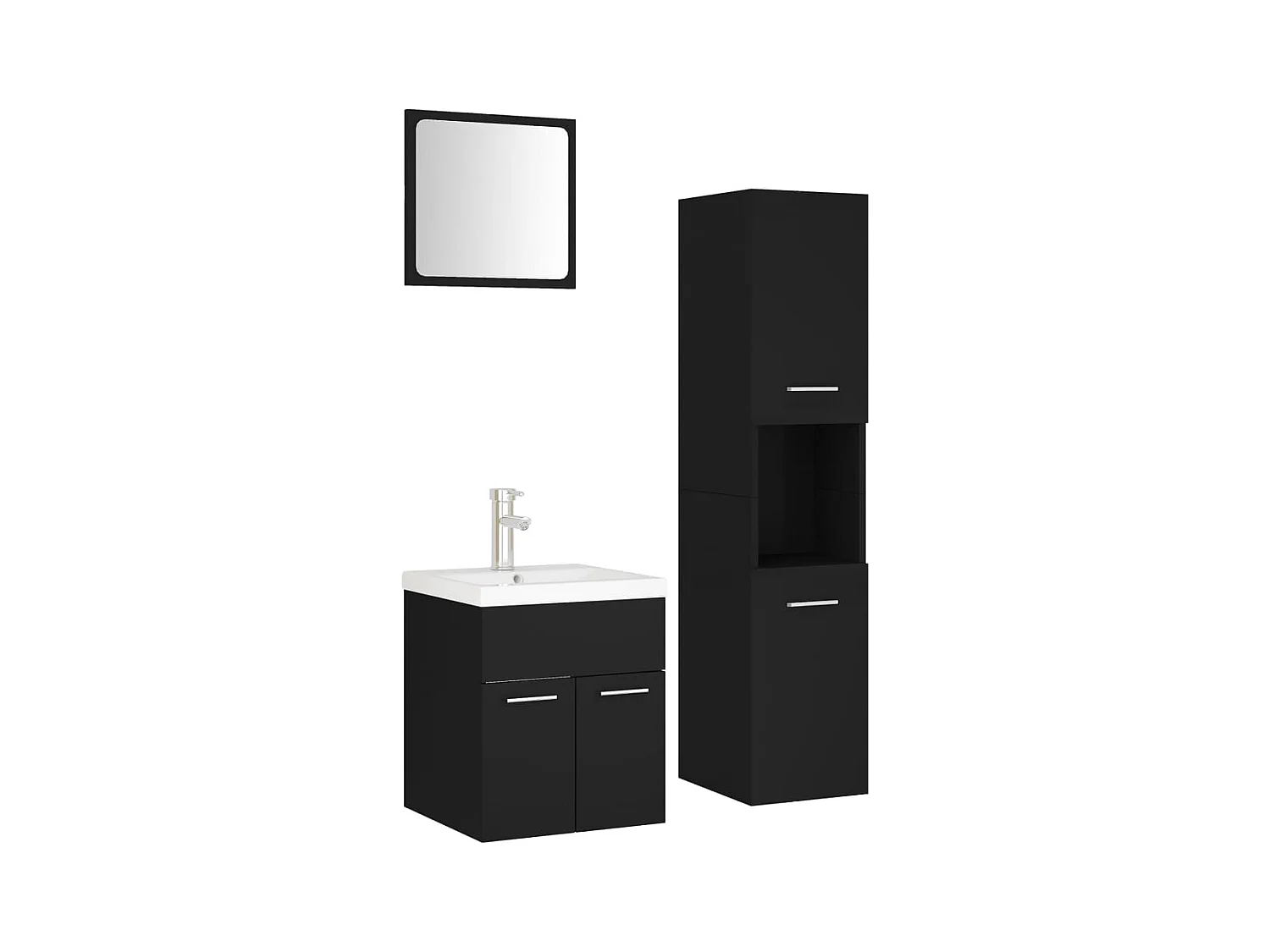 Ensemble de meubles de salle de bain Noir Aggloméré