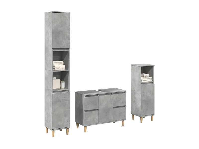 Ensemble de meubles de salle de bain 3 pcs gris béton