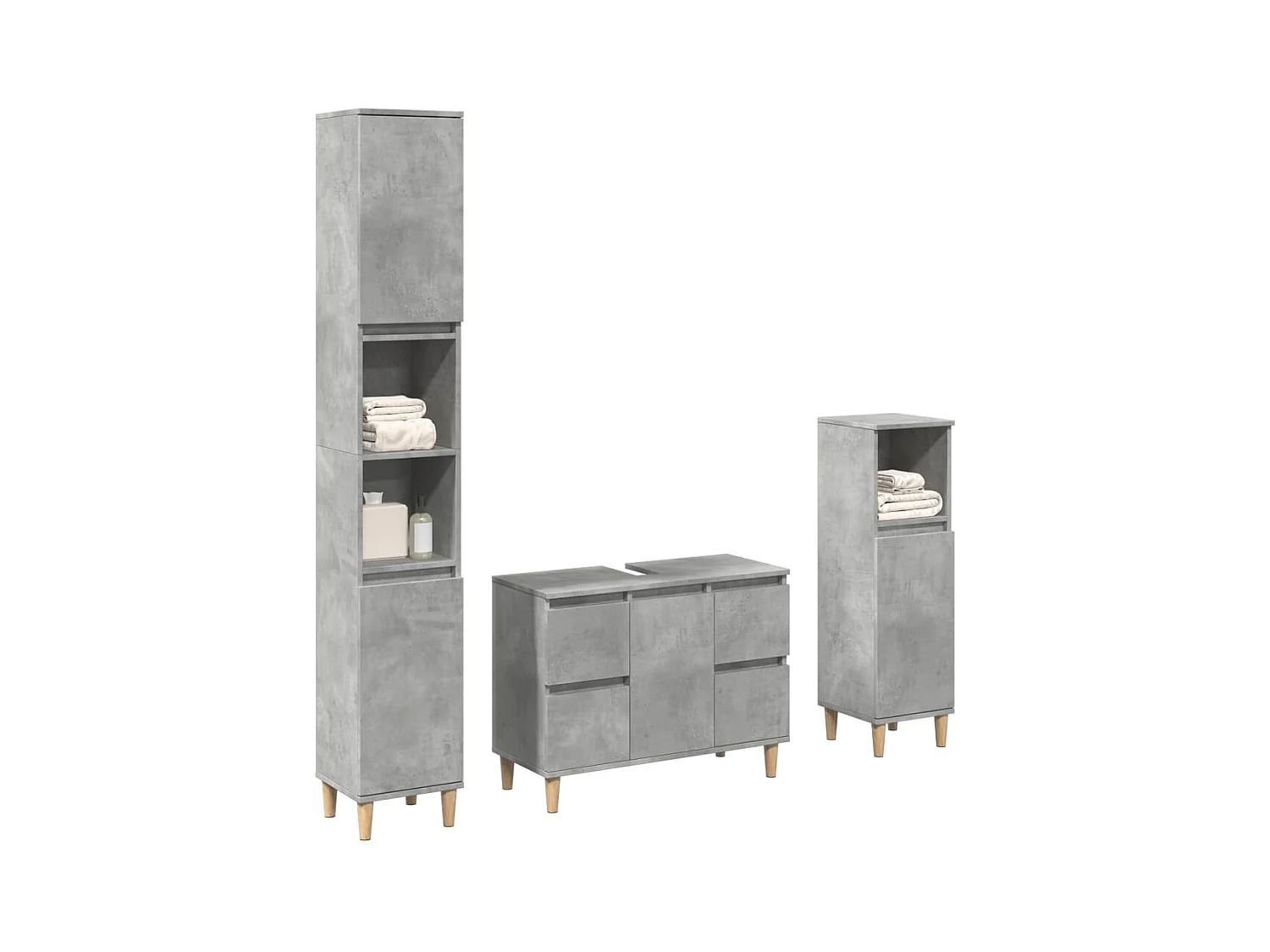 Set di mobili da bagno 3 pezzi grigio cemento