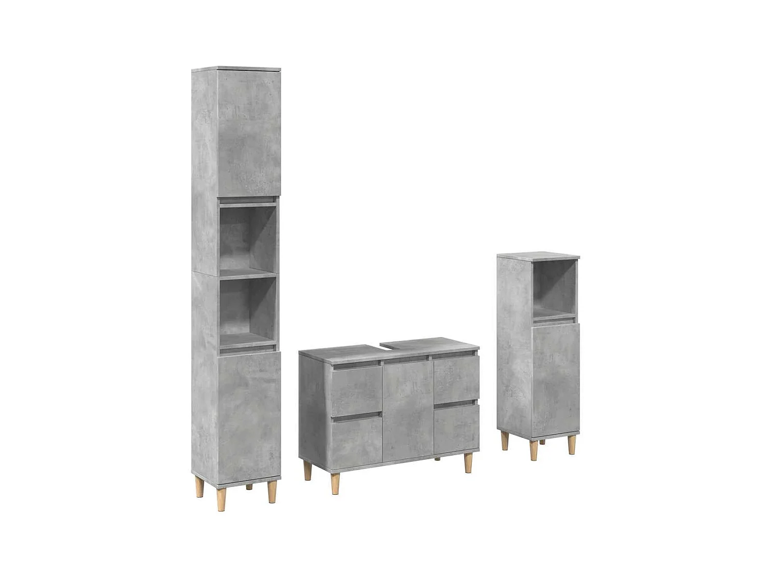 Set di mobili da bagno 3 pezzi grigio cemento
