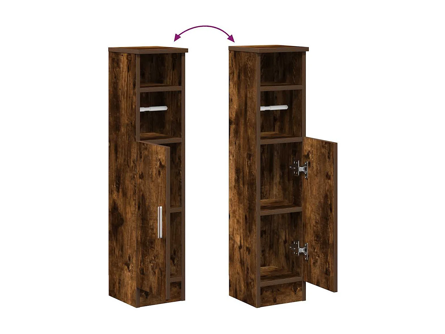 Mobile da bagno con portarotolo in rovere affumicato