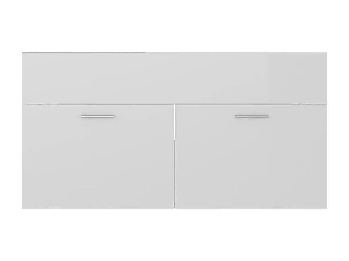 Mueble de lavabo con fregadero integrado Aglomerado blanco brillo