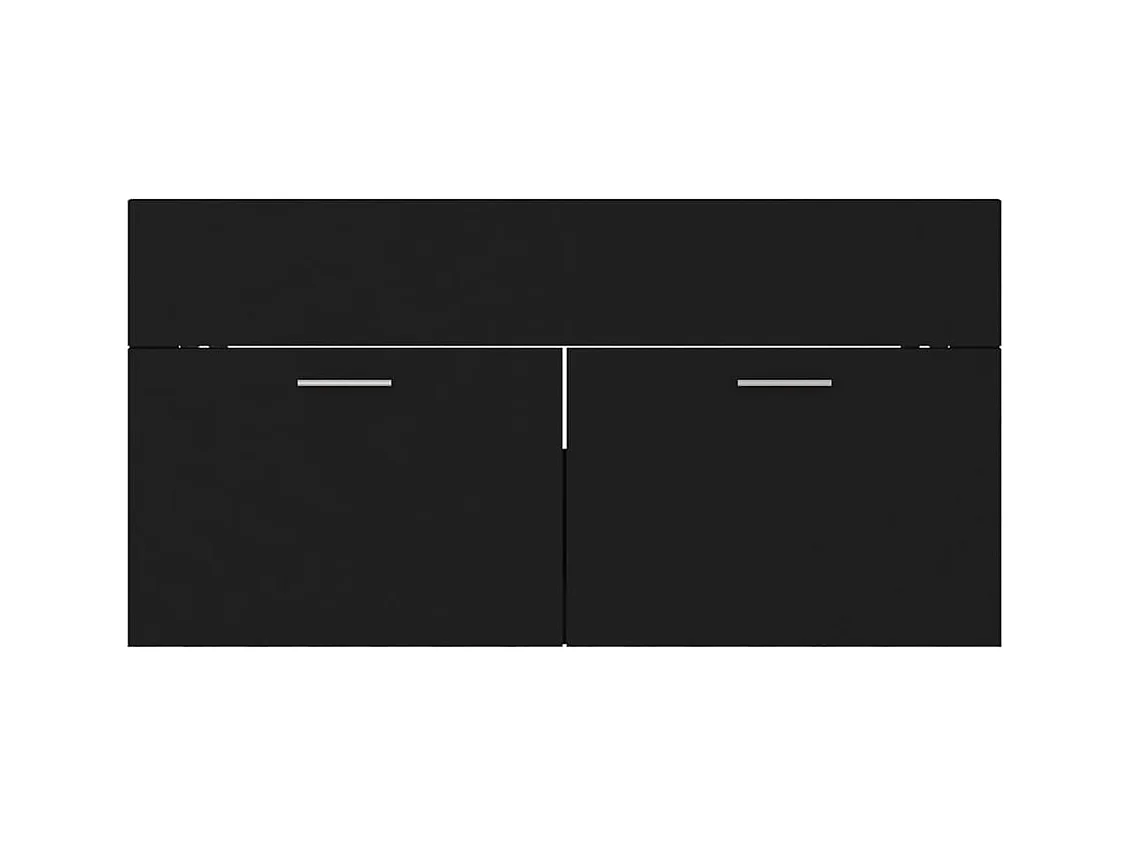 Armoire d'évier avec lavabo intégré Noir Aggloméré