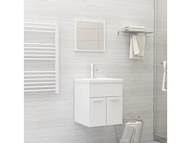 Set di mobili da bagno in truciolato bianco