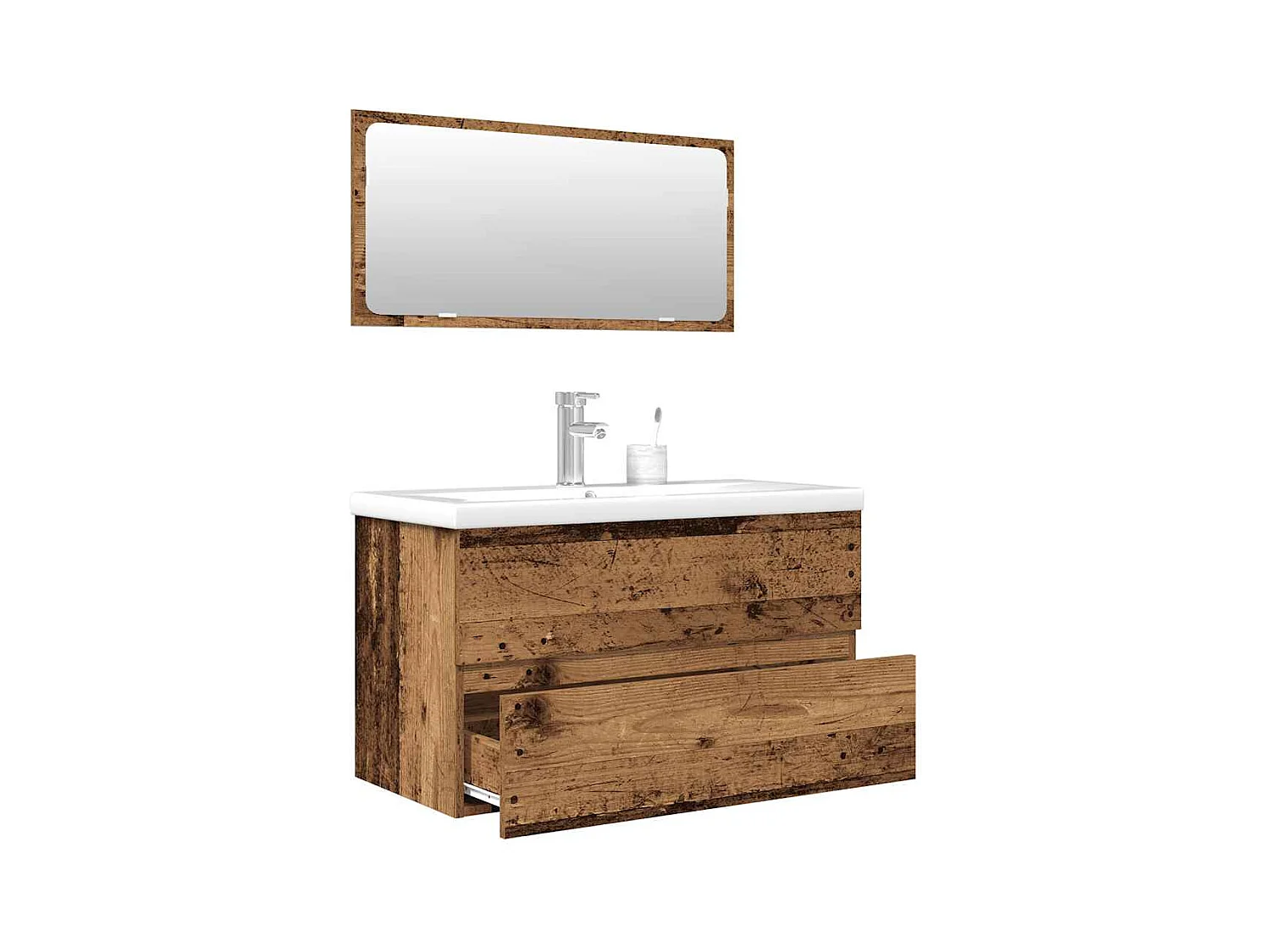 Conjunto de muebles de baño de 3 piezas de madera de ingeniería