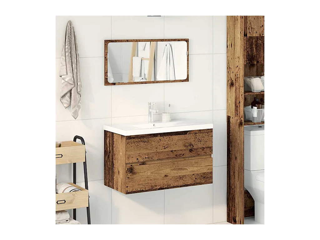 Conjunto de muebles de baño de 3 piezas de madera de ingeniería