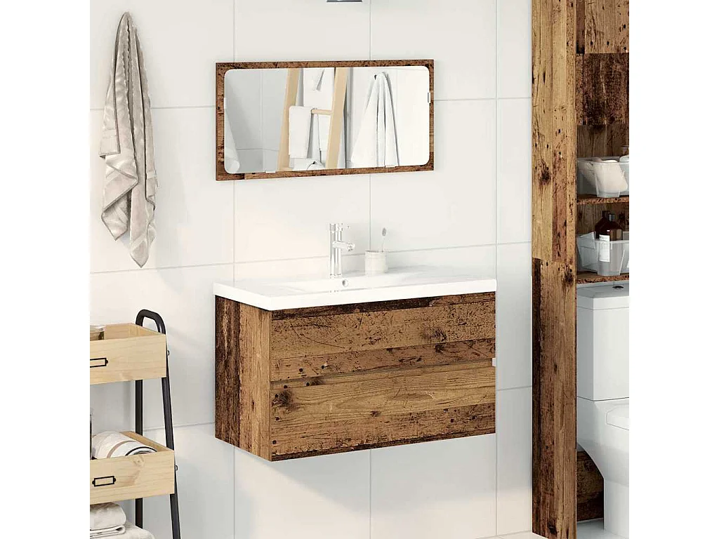 Conjunto de muebles de baño de 3 piezas de madera de ingeniería