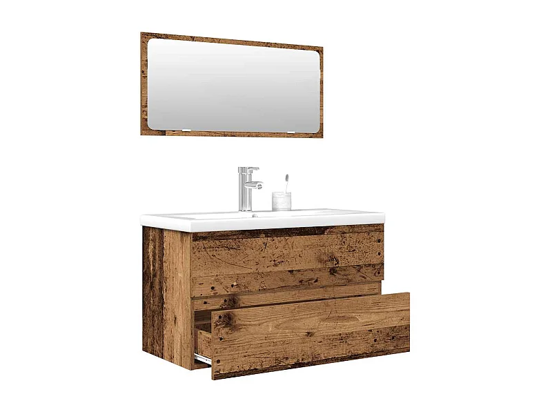 Ensemble de meubles salle de bain 3 pcs bois d'ingénierie