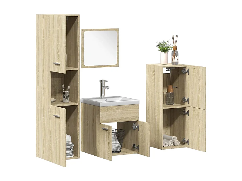 Conjunto de muebles de baño de 5 piezas roble sonoma