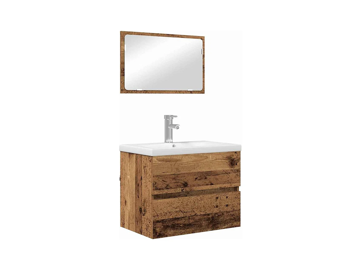 Conjunto de muebles de baño de 3 piezas en madera antigua