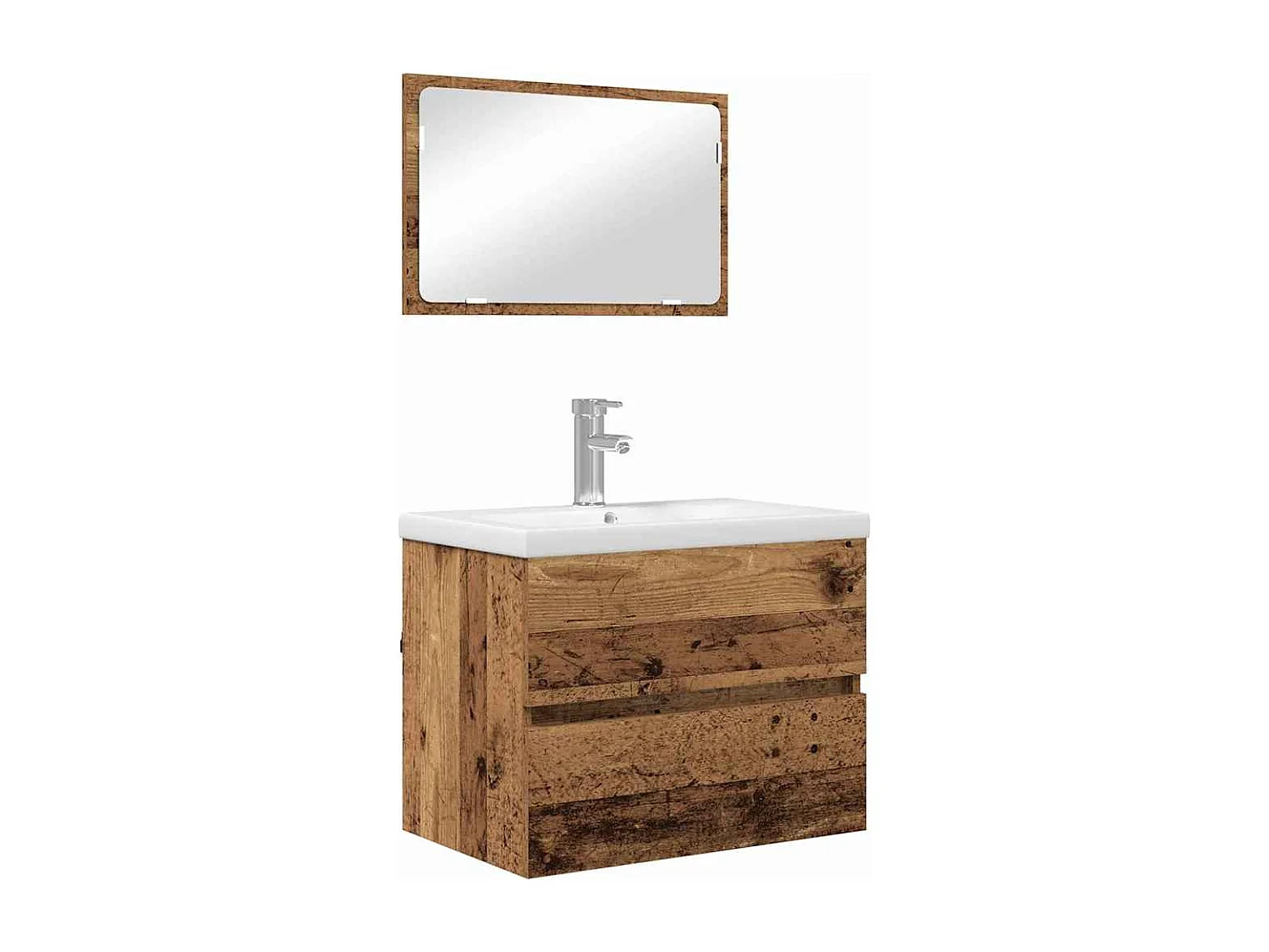 Ensemble de mobilier de salle de bain 3 pcs Bois ancien