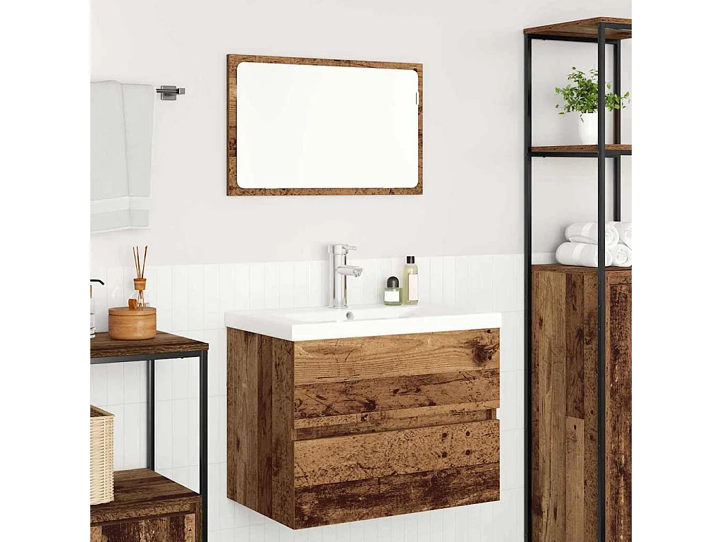 Ensemble de mobilier de salle de bain 3 pcs Bois ancien