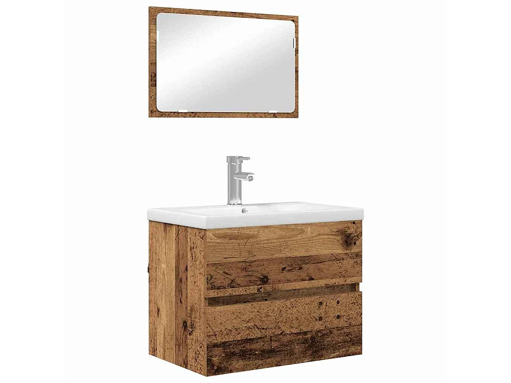 Ensemble de mobilier de salle de bain 3 pcs Bois ancien