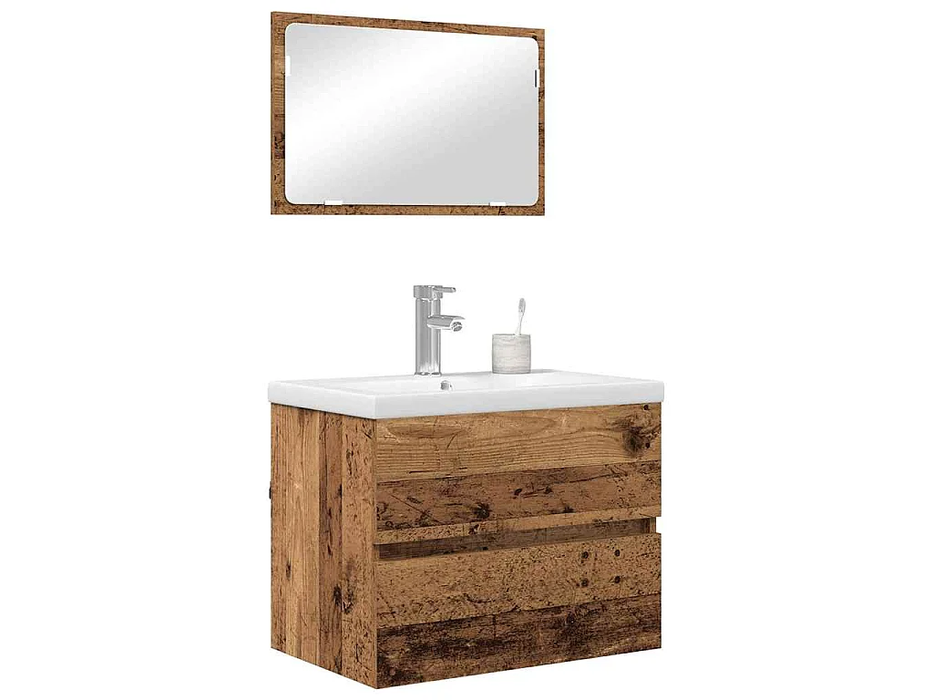 Ensemble de mobilier de salle de bain 3 pcs Bois ancien