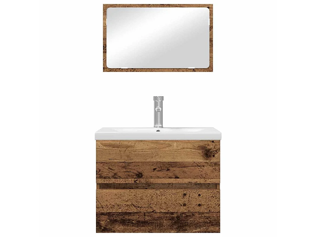 Ensemble de mobilier de salle de bain 3 pcs Bois ancien