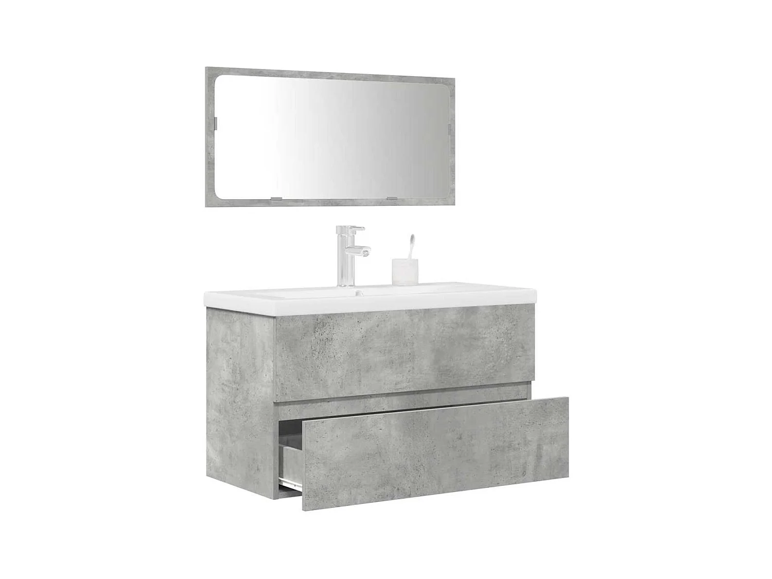 Set di mobili da bagno 3 pezzi grigio cemento