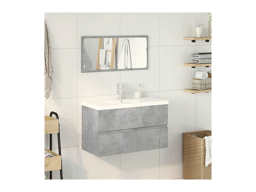 Set di mobili da bagno 3 pezzi grigio cemento