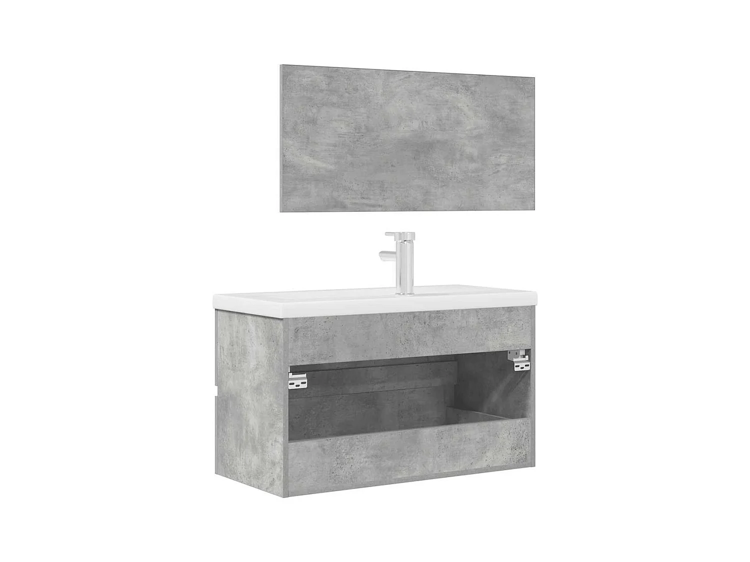 Set di mobili da bagno 3 pezzi grigio cemento