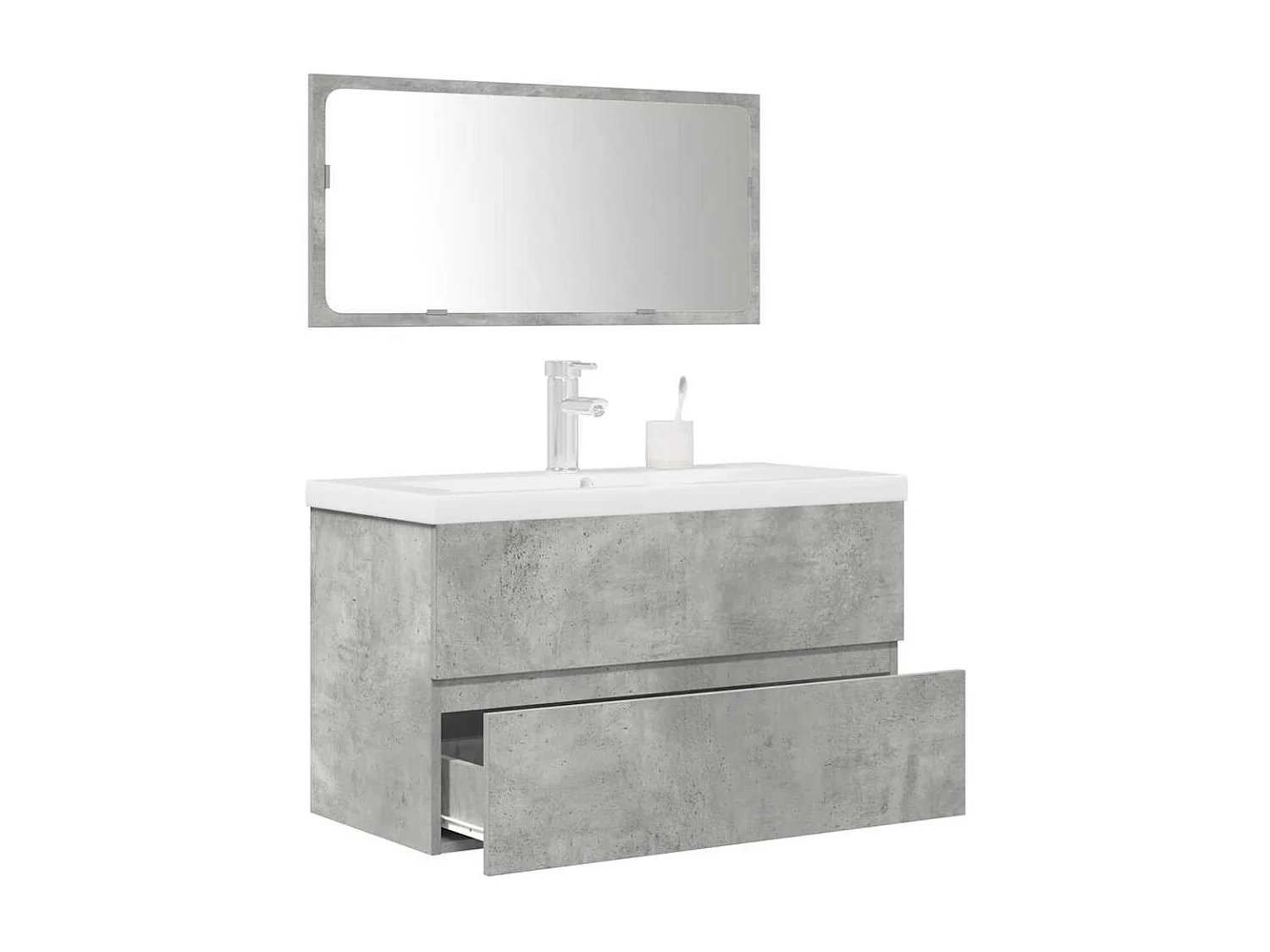 Ensemble de meubles de salle de bain 3 pcs gris béton