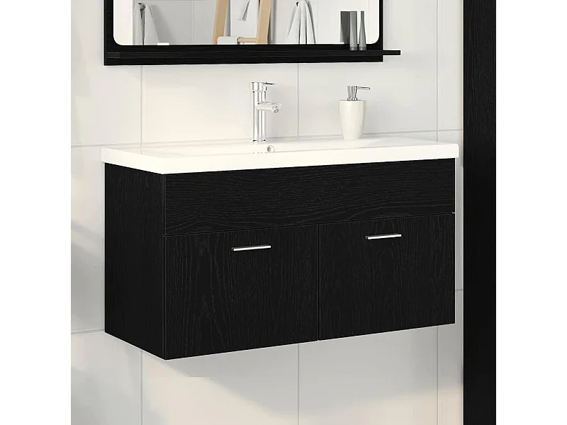 Armoire d'évier Chêne noir 90 x 38.5 x 46 cm Bois d'ingénierie