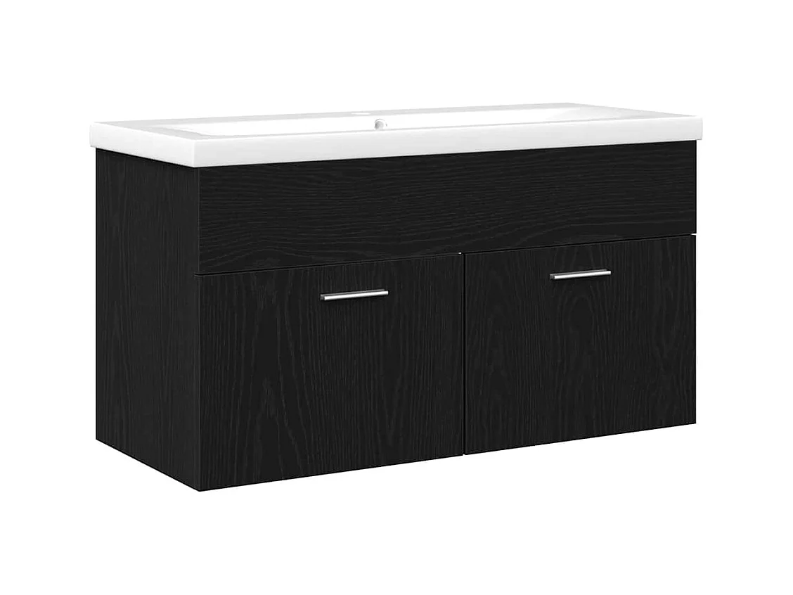 Mueble para fregadero de roble negro de 90 x 38,5 x 46 cm de madera de ingeniería