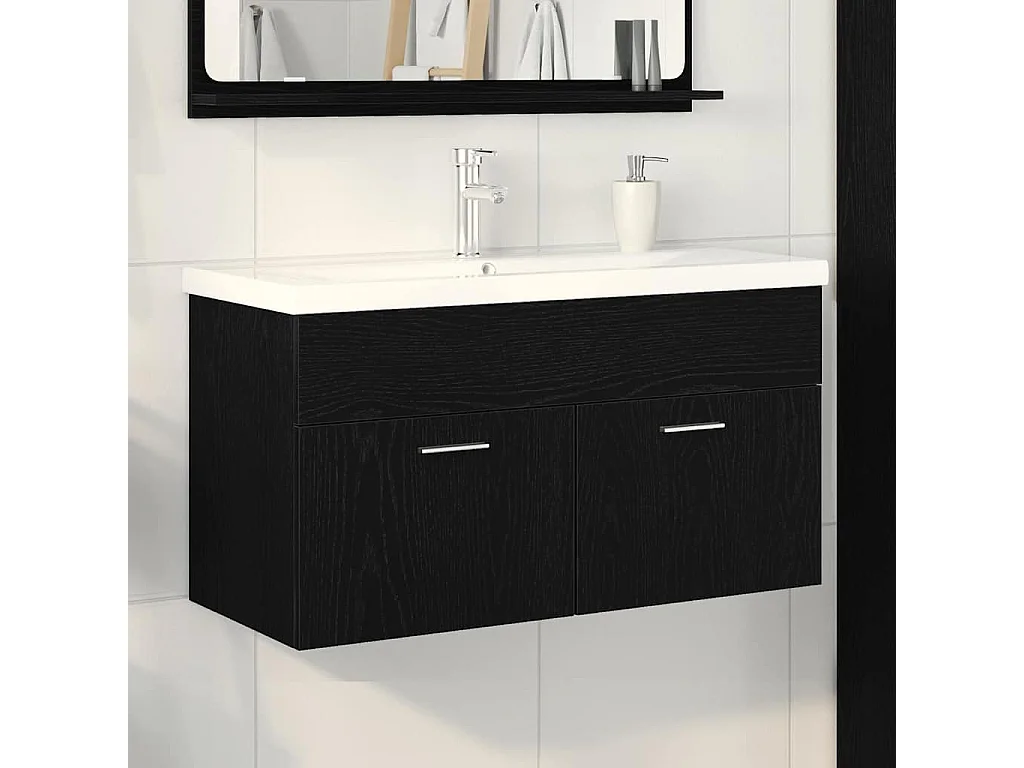 Armoire d'évier Chêne noir 90 x 38.5 x 46 cm Bois d'ingénierie