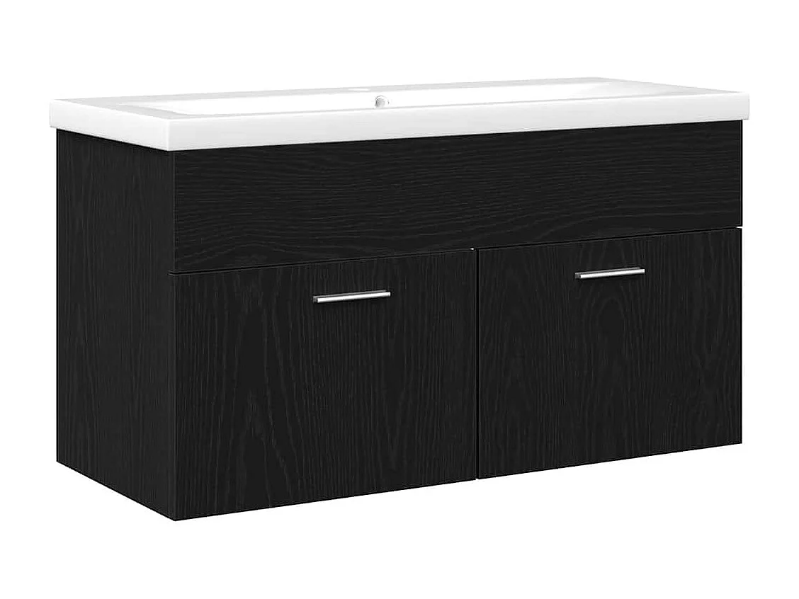 Armoire d'évier Chêne noir 90 x 38.5 x 46 cm Bois d'ingénierie