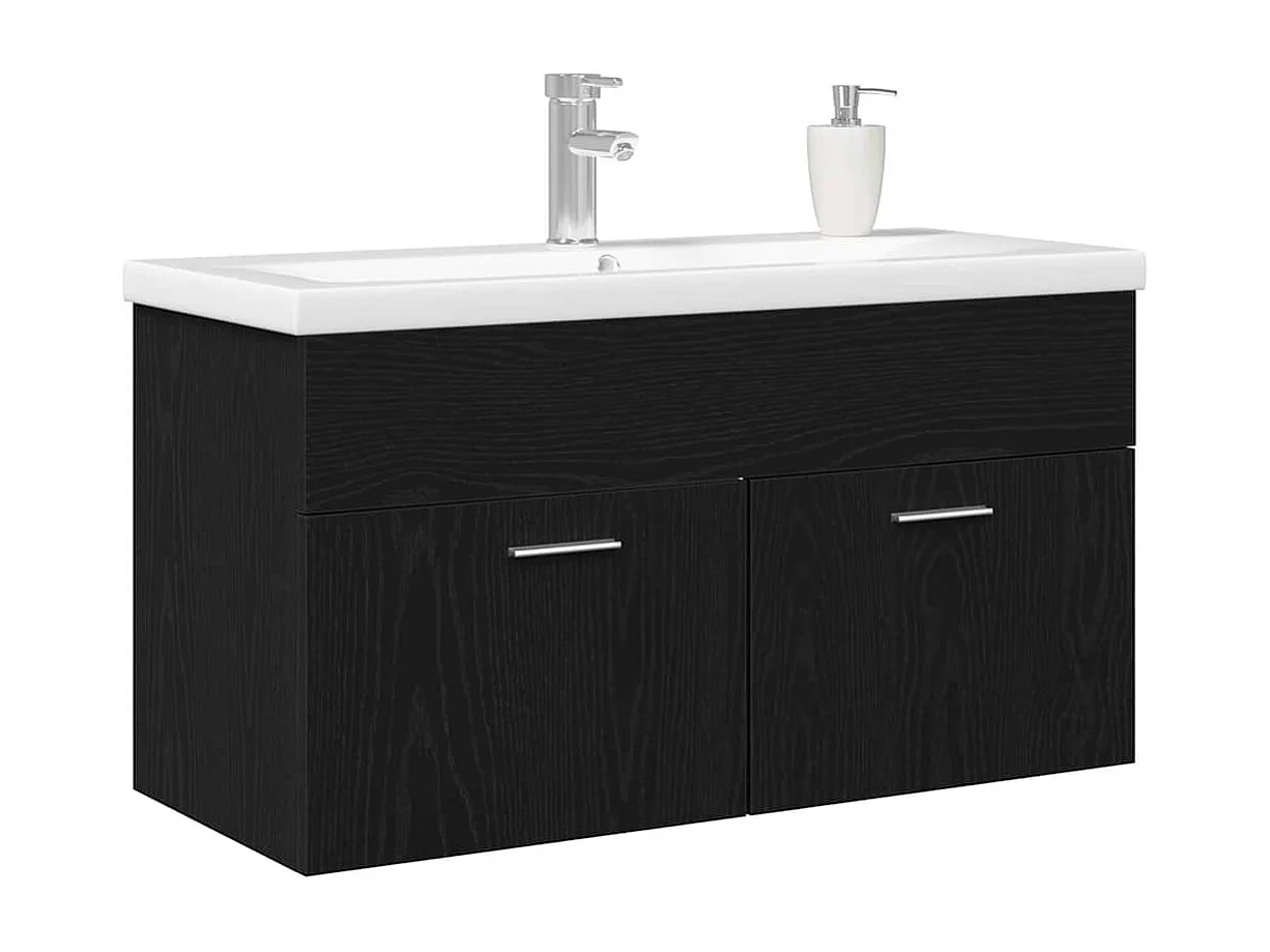 Armoire d'évier Chêne noir 90 x 38.5 x 46 cm Bois d'ingénierie