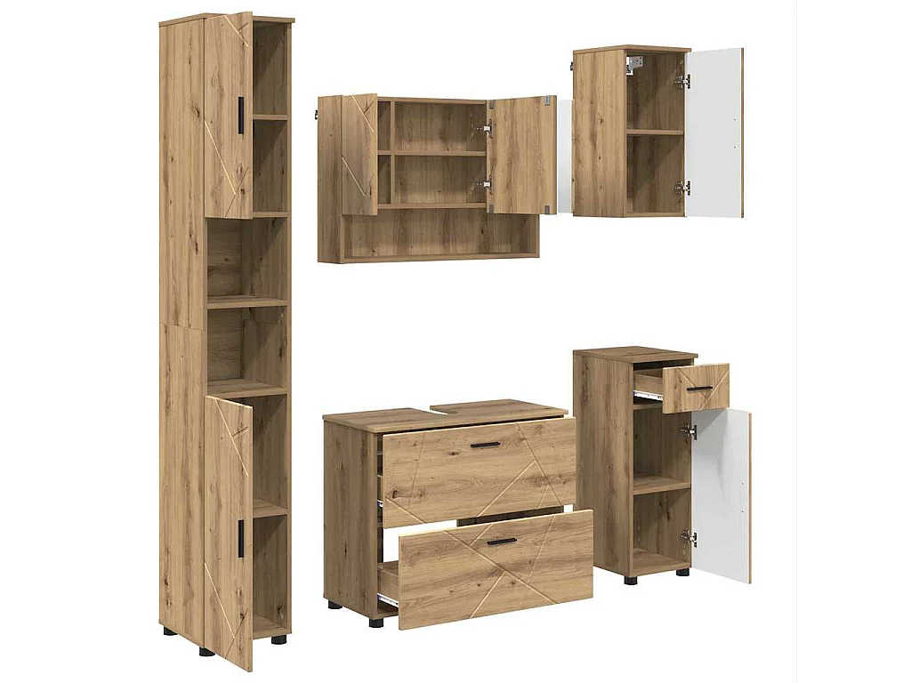 Ensemble de mobilier de salle de bain 5 pcs chêne artisanal