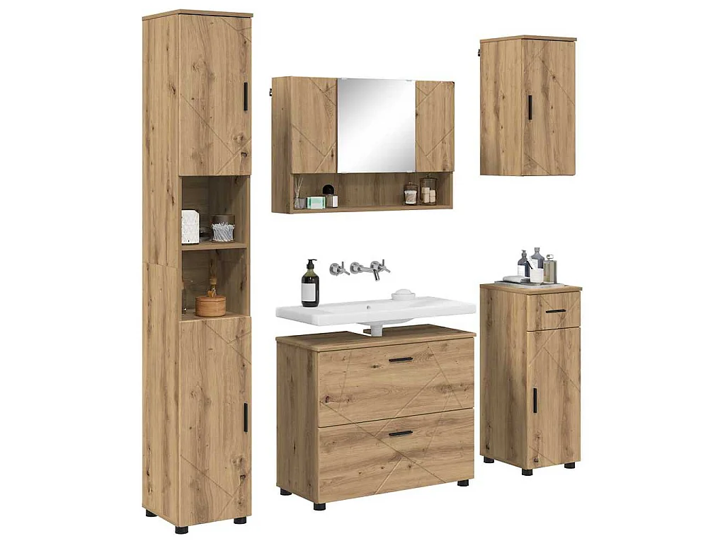 Ensemble de mobilier de salle de bain 5 pcs chêne artisanal