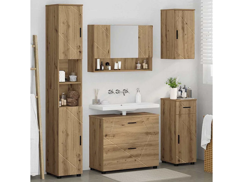 Ensemble de mobilier de salle de bain 5 pcs chêne artisanal