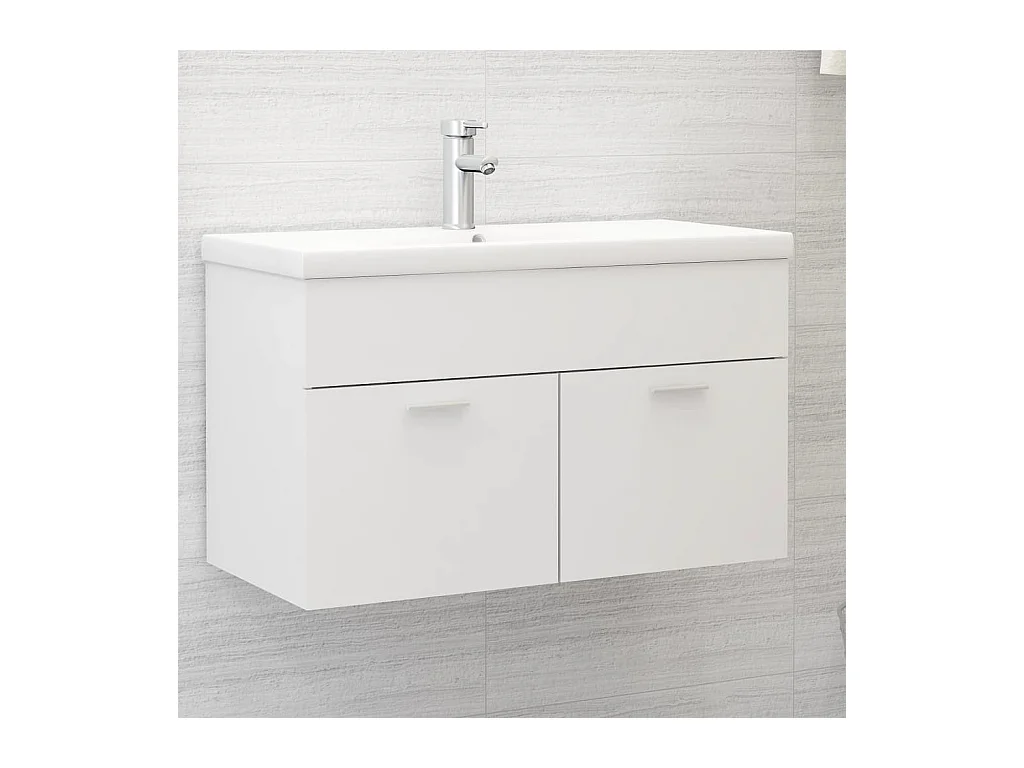 Mueble de lavabo con fregadero integrado Aglomerado blanco
