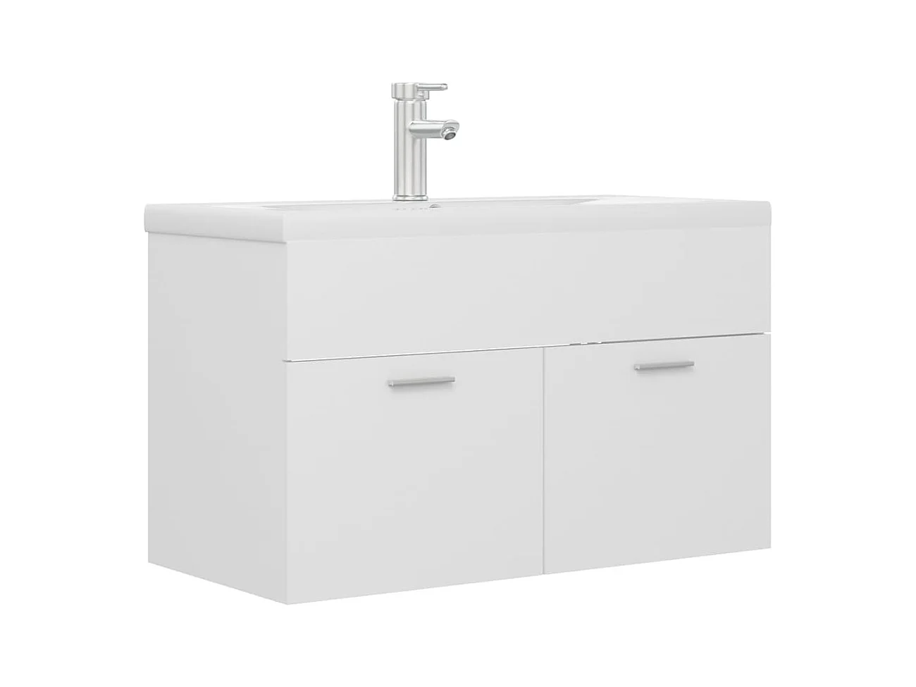 Mueble de lavabo con fregadero integrado Aglomerado blanco