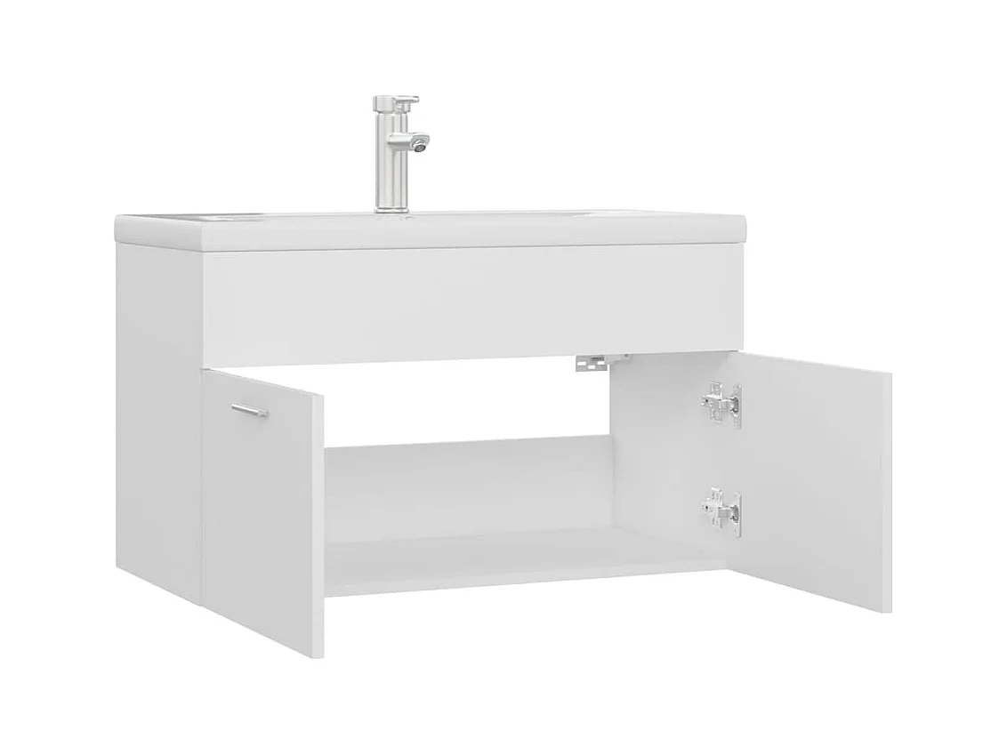 Mueble de lavabo con fregadero integrado Aglomerado blanco