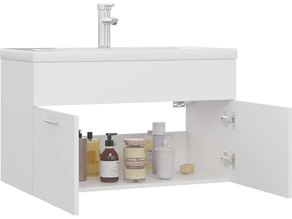 Mueble de lavabo con fregadero integrado Aglomerado blanco