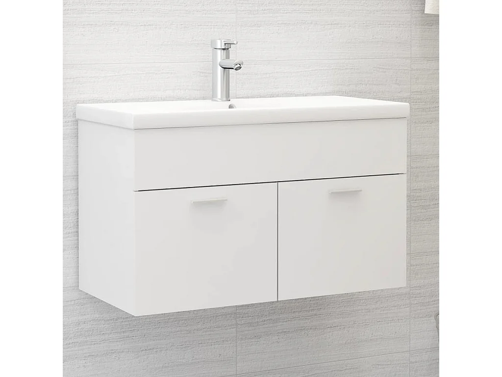 Mueble de lavabo con fregadero integrado Aglomerado blanco