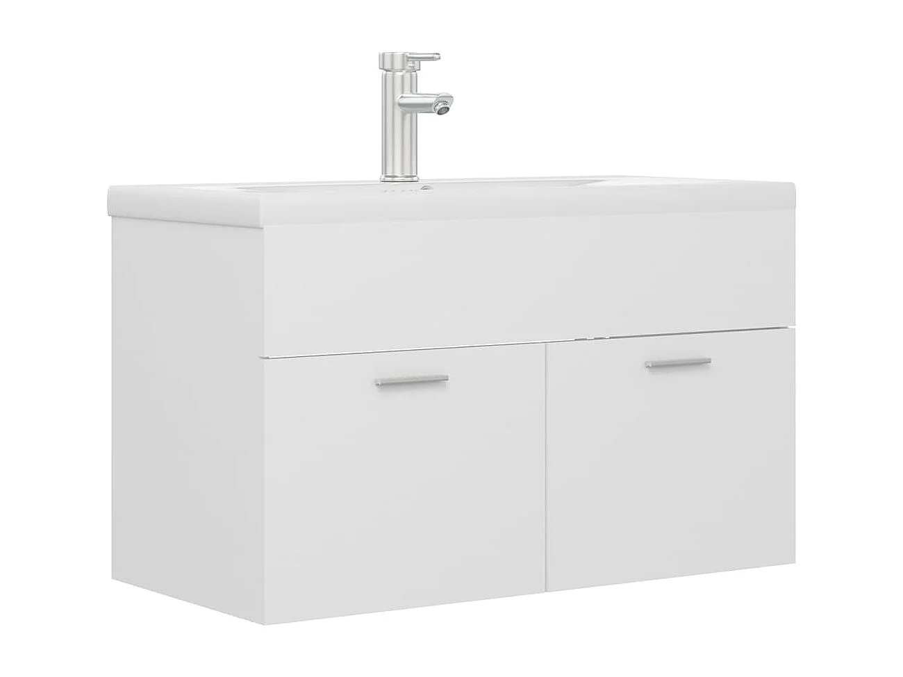 Mueble de lavabo con fregadero integrado Aglomerado blanco