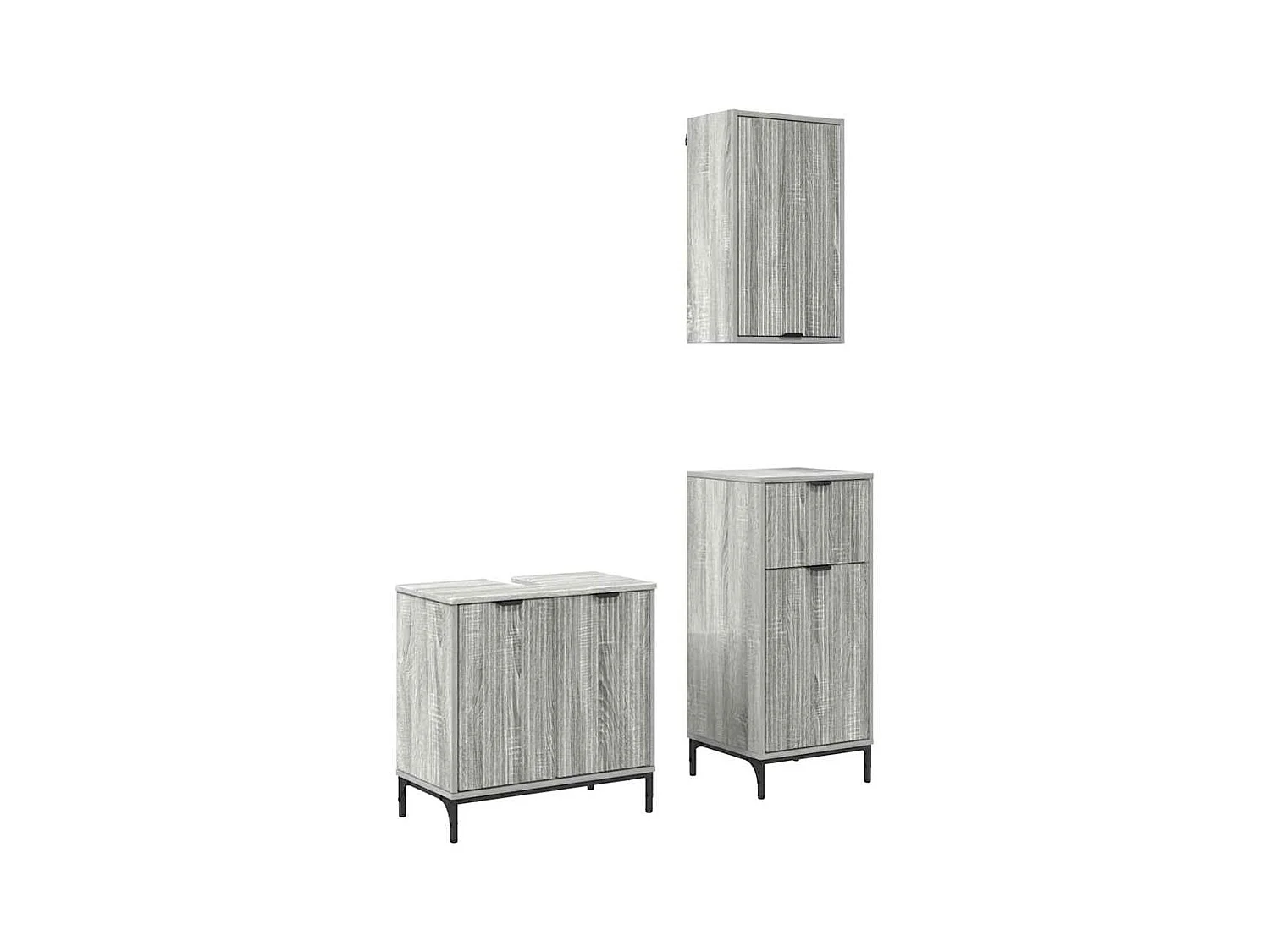 Ensemble de mobilier de salle de bain Plaid 3 pcs Sonoma gris