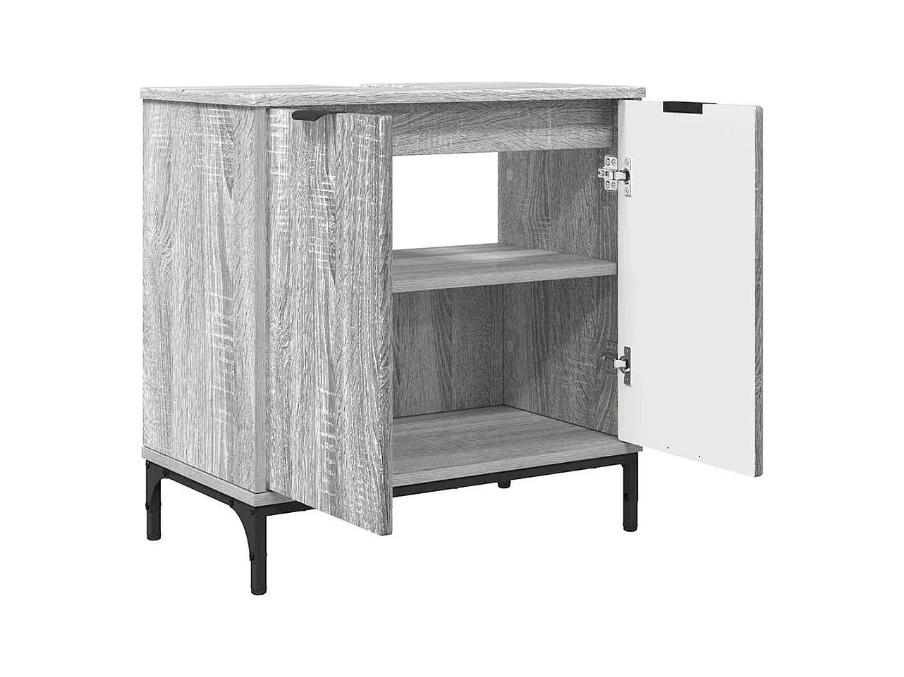 Ensemble de mobilier de salle de bain Plaid 3 pcs Sonoma gris