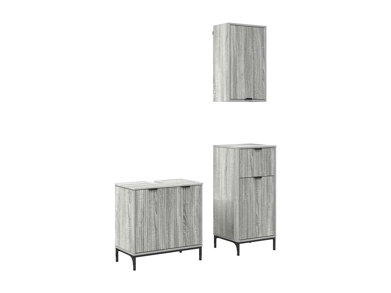 Set di mobili da bagno a quadri 3 pezzi grigio Sonoma