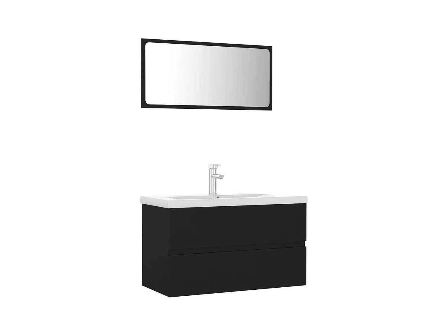 Meubles de salle de bain noir bois d'ingénierie