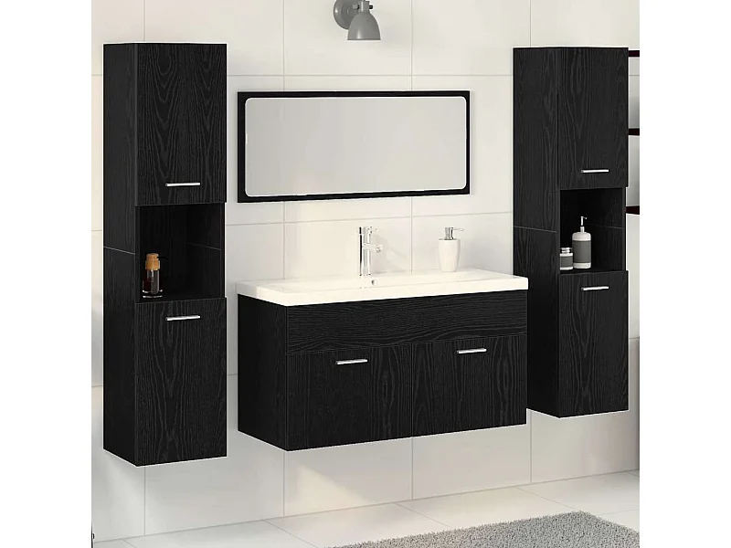 Conjunto de muebles de baño de 4 piezas Roble Negro