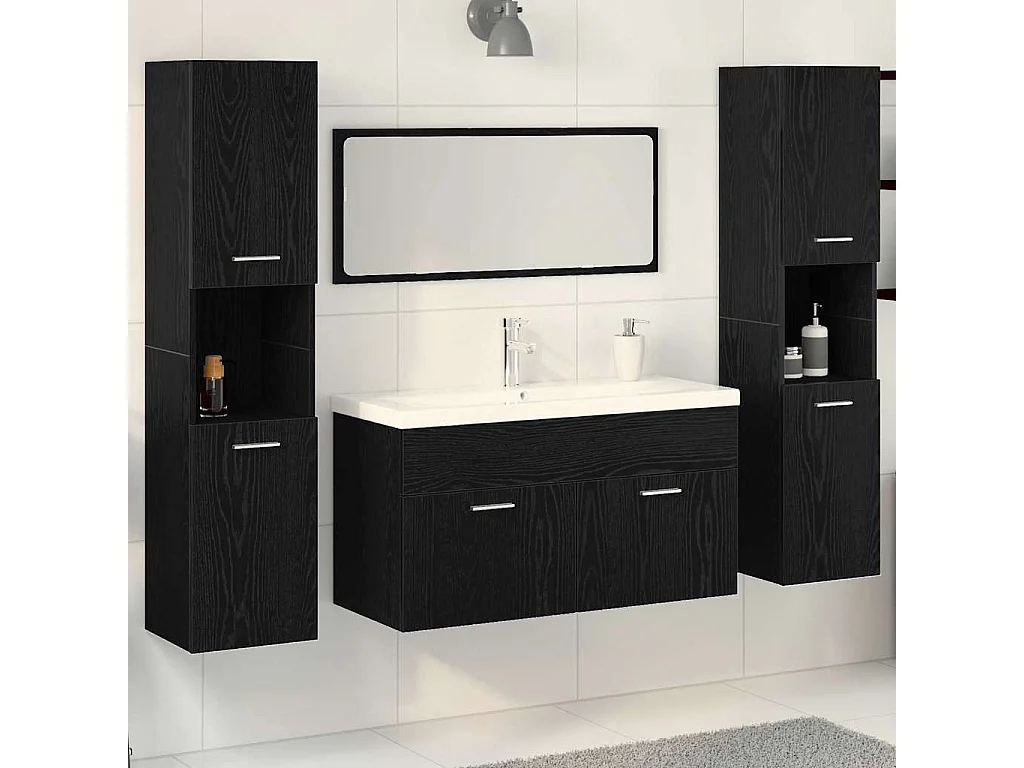 Set di mobili da bagno 4 pezzi Black Oak