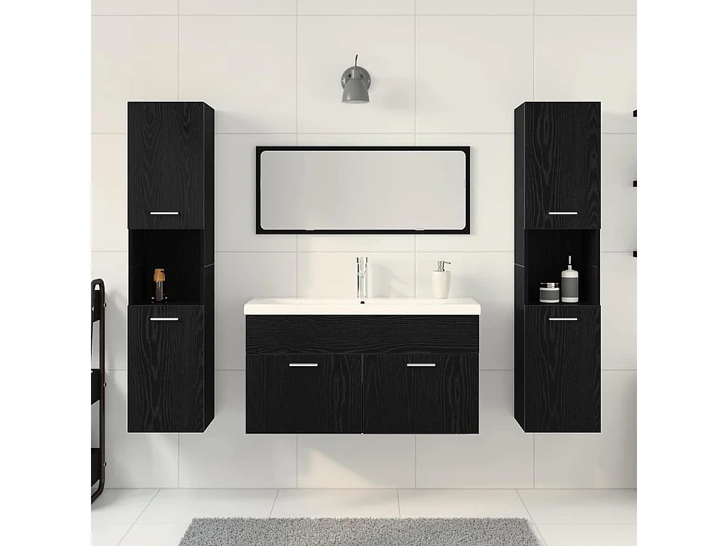 Set di mobili da bagno 4 pezzi Black Oak